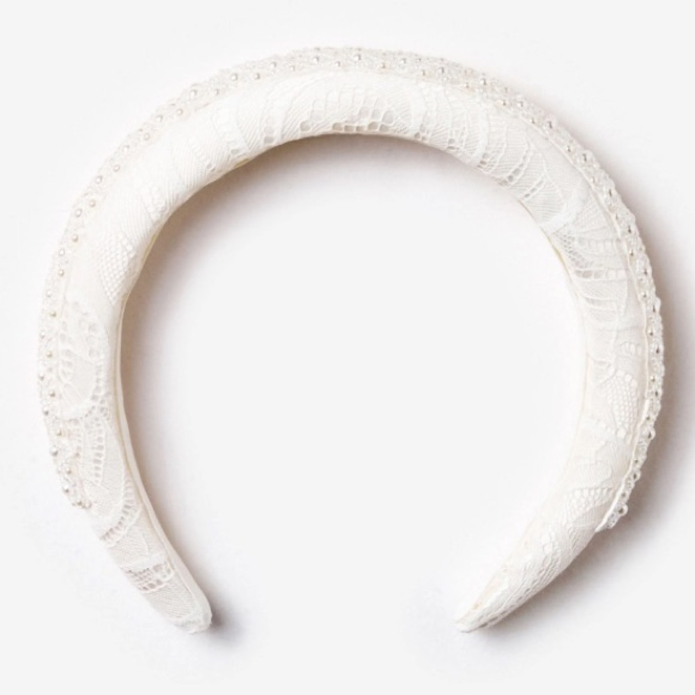 Self-Portait ✨ Elegant white Lace Headband with pearls • New without tags